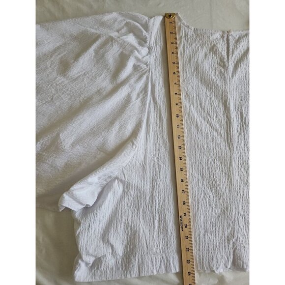 Levi's Blouse Womens 3X White Seersucker Boxy 3/4 Sleeve Slouchy Button Oversize - Picture 8 of 16
